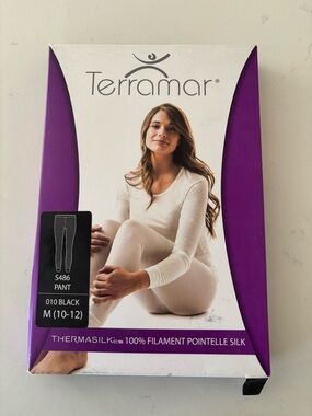 NWT Terramar Women's Thermasilk Base Layer Pants - Black Size M/10-12